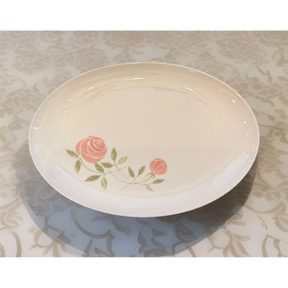 Franciscan Pink-a-Dilly Serving Platter Floral Cabbage Rose Cottagecore 1950’s